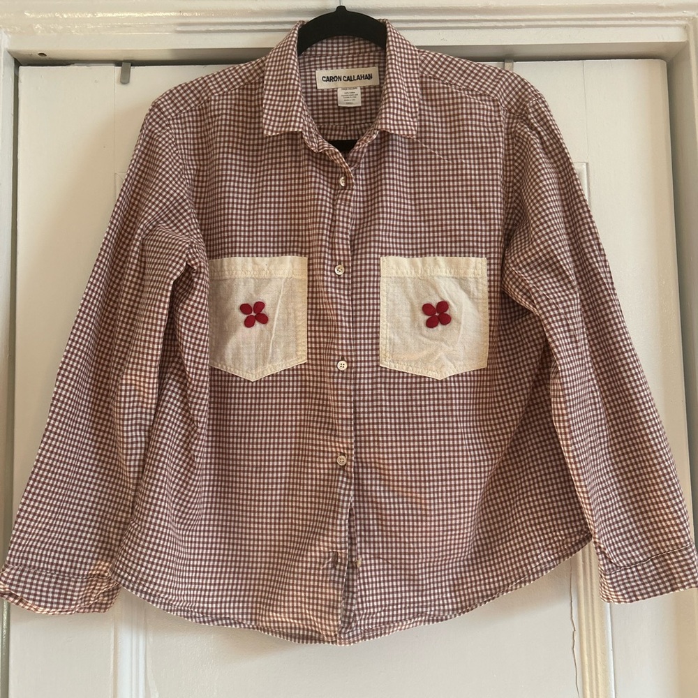 Caron Callahan Alice shirt in Clay Gingham